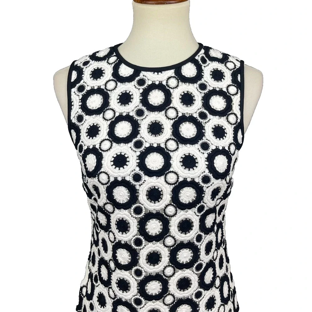 Kate Spade Dress Womens 2‎ Guipure Black White Crochet Lace Shift Sleeveless